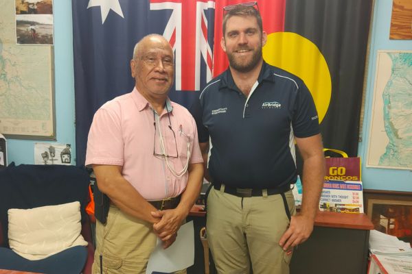 James Hughes from AirBridge with Pormpuraaw CEO Edward Natera.jpg